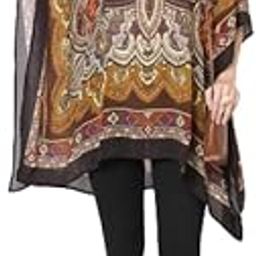 Women's Paisley Printed Short Kaftan - Viscose Fabric, Casual Knee Length Multicolor Printed Kaftan-21