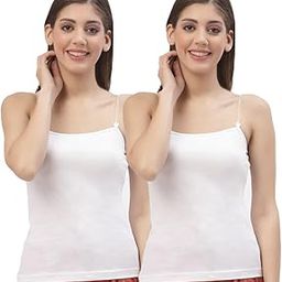 Women's Cotton Convertible Transparent Straps Camisole Sleeveless Square-Neck Spaghetti Slip-image-55