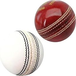 PRO (Pack of 2Pcs) Red and White Cricket Leather Ball Combo (Pack of 2, White, Red)-image-43