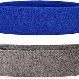 PLAY2FIT Cotton Sports Headband Pair (2 Pcs): Stay Comfortable And Focused During Every Game! For Running Basketball Tennis Cycling Football Cricket Marathon (Grey & Blue)-image-96