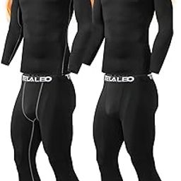 2 Set Mens Thermal Underwear Fleece Lined Long Johns 4 Pcs Base Layer Shirts Pant for Cold Winter Weather-image-42