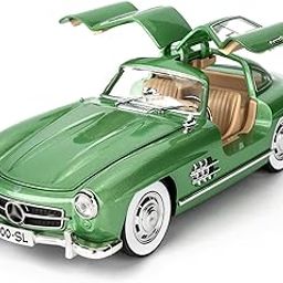 PEZYOX 1:24 SL300 Vintage Toy Car Classic Model Toy Car for Kids Diecast Metal Cars Light Sound Pullback Openable Door-image-17