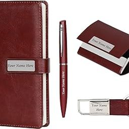 Personalized 4 in 1 Leather Gift Set with Pen, Card Holder and Metal Keychain (NAME ENGRAVED)-image-93