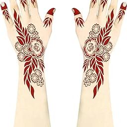CareOne Gallery Arabic Design Mehandi Art Stickers Set of - 1 Piece For Both Hands With Instant Henna Cone | Henna Temporary Tattoo Stencils for Women, Girls and Kids | CareOne Design 40-picture-32