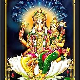 Garuda Photos - God Hayagreeva Swamy with Lakshmi Photo Frame Wall Art, Religious Spiritual Framed Picture, Decorative Lotus Design, Multicolour Size- 8x10-picture-24