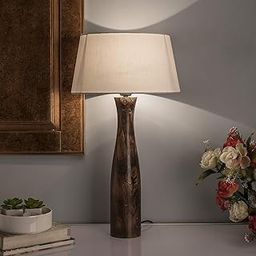 Homesake Antique Solid, Timber Turned Table Incandescent Lamp with Empire White Drum Shade (White)-20