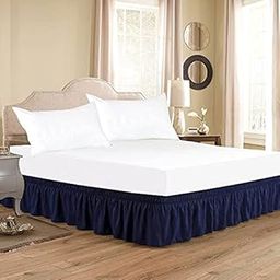 Navy Blue Bed Skirt Wrap Around 600Microfiber with Easy Fit with 22'' Inch Tailored Drop - Shrinkage and Fade Resistant with Microfiber 22'' Bed Skirt King Size [78'' x 80'']-18