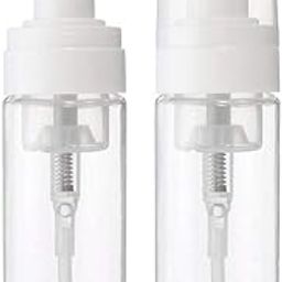 UTENEW 2-Piece Plastic Foamer Bottle Clear Pump Dispenser Mini Travel Size Foaming Soap Face Wash 1.7 Oz, No leaks!-17