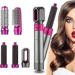 Nuvella Home 5 In 1 Hot Air Hair Styler Set With Interchangeable Curling, Straightening, And Volumizing Brushes For All Tresses Types-image-64