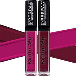 PERPAA® Matte Me Ultimate Long Lasting Liquid Lipstick combo of 2 Bright Matte color with Vitamin E, smudgeproof & Waterproof Formula 5ml each (Hidden Magenta,Rich Plum)-image-1