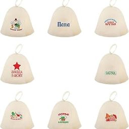 HEAVENGLOW 8 Piece Wool Felt Bath Hat for Sauna Bath Shepherd Russian Banya Hat Gift-image-3