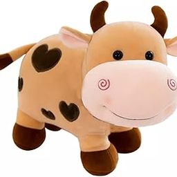 Inky Ponky Stuffs Adorable Brown Cow Soft Toy with Heart Patches – Plush Animal Toy for Kids & Gifting - 28 Cm-18
