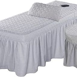 UJEAVETTE Massage Cosmetic Table Sheet Cover Chair Cover Pillow Case Gray-image-1