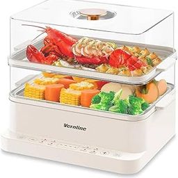 CARTNOVA‚6.4Qt Electric Food Steamer with 2-Tier BPA-Free Trays - Healthy Cooking, 24H Delay Timer, 500W-image-48