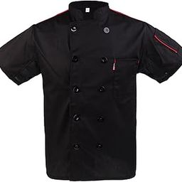 Mens Womens Chef Apparel Mesh Sleeve Chef Coat Cooker Catering Jacket Uniform - black, L-image-28