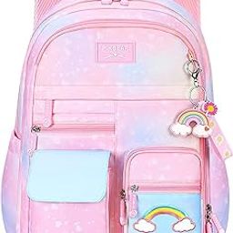 Cute Kawaii Rainbow Standard Backpack Travel Bookbag For Women & Men Boys Girls With Compartments Elementary School College Students Backpack Durable Water Resistant-image-63