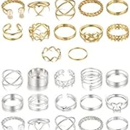 44 pcs Combo Set Gold and Silver Plated Rings for Women and Girls Latest Stylish (cmb300)-14