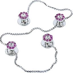 Epraiser Silver Plated Hexagonal Designer Ruby Pink Gemstone Diamond Fancy Traditional Ethnic Kurta Buttons for Men-picture-11