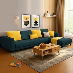 CASASTYLE Mintaa 5 Seater Fabric RHS L Shape Sofa Set (Teal)-image-93