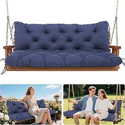 Vrngvi Porch Swing Cushions with Backrest Waterproof 2-3 Person Seat Thickened 5" Outdoor Swing Cushions Patio Swing Cushions for Outdoor Garden Backyard Bench Furniture (Navy-60x40x5)-image-21
