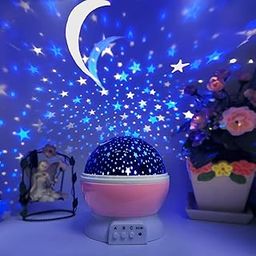 REFULGIX Star Master Rotating 360 Degree Moon Night Light Lamp Projector with Colors and USB Cable,Lamp for Kids Room Night Bulb (Multi Color,Pack of 1,Plastic) LED-0