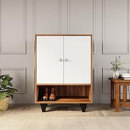 Nilkamal Astero Neo 4 Shelf Engineered Wood Shoe Cabinet|Freestanding Shoe Rack|Closed Storage Organizer for Entryway, Hallway|1 Year Warranty|Walnut & Frosty White-image-66