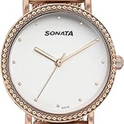 Quartz Analog White Dial Rose Gold Stainless Steel Strap Watch for Women-image-12
