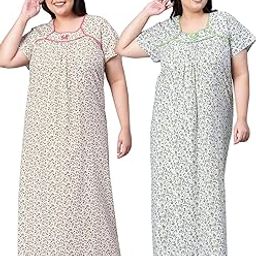 Plus Size Cotton Printed Maxi Nighty-image-34