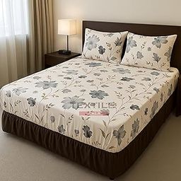 TEXTILEWALA Pleasure Fitted Bedsheet King Size 108x108 Inches | 320 TC Cotton Fabric | Deep Fit Elastic | 2 Pillow Covers Included | Soft, Wrinkle-Free, Premium Look for Double Bed (White)-image-47