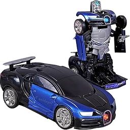 Toyshine Robot to Car Deformation Musical Toy, Battery Operated Robot with Realistic Sound, Blue-8
