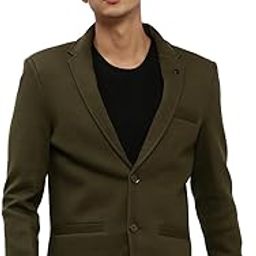 SHOWOFF Men's Notched Lapel Olive Single-Breasted Slim Fit Blazer-AR-57_Olive-picture-16