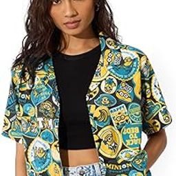 Minions: Too Loud Women and Girls Short Sleeves Collared Neck Button Front Viscose Regular Fit Holiday Shirts-image-19