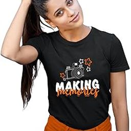 Regular Fit Cotton Women's Round Neck T-Shirt Making Memories Printed- Family Vacation Tshirts-Set of 1-image-53