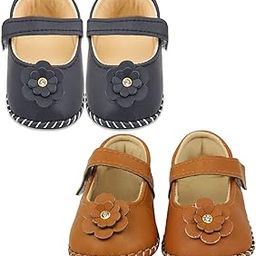 6 To 12 Months Baby Girls Set of 2 Pair Synthetic Leather Sandal Booties (Black,Brown) -BT1237andBT1238-image-109