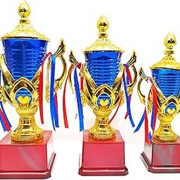 Decorative Trophy Cup with Gold Wings, Blue Crystal Design, Red Base, Sports Award-image-55
