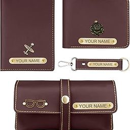 Personalized Passport Cover, Wallet, Keychain & Eyewear Case Combo | with Name & Charms | Best Customized Gifts for Men, Husband, Boyfriend, Father, Brother, Etc (Brown)-image-58