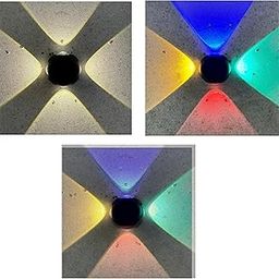 3 Colour Changing 4 Way Outdoor Exterior Wall Light - Metal Body Waterproof - for Elevation,Garden, Pathway & Patio Light -3in1 (Warm White+Multi Colour)-image-60