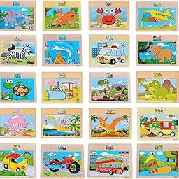 KIDS KINDLY Wooden 12 Piece Jigsaw Puzzle for Kids, Animals & Vehicles Theme Game, Promotes Fine Motor Skills, Improve Hand-Eye Coordination, Increases Attention, Puzzle Game for Kids -3 Years+-29