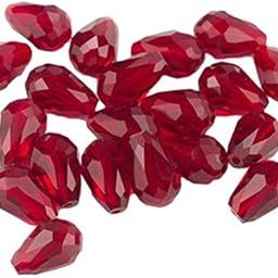 Crystal Beads for Craft and Jewellery Making, Crystal Tear Drop Shape Glass Beads Loose Spacer 6X8MM - Red-image-6