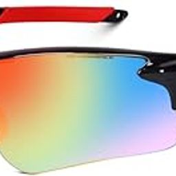Sport Sunglasses for Men and Women, Ideal for IPL Cricket Baseball Cycling Running Biking, UV protection (Red Black)-picture-27