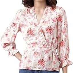 Latin Quarters Women's Floral Printed Regular fit Peach Top-image-2