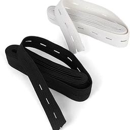 Imported Sewing Button Hole Knit Elastic Band 1.5m 2cm Pack of 2 White and Black-image-60
