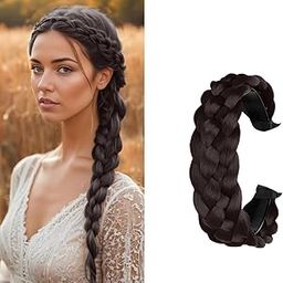 Headband Synthetic Headband Braid Braided With Teeth Hair Band Accessories for Women Girl Headbands Synthetic Hairpieces Hair Band Hair Hoop Hair Accessories (Brown)-image-50