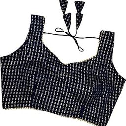 Trendy Dola Silk Daman with butti Work Sleeveless v Neck alterable Women Blouse, Pack of 1-image-21