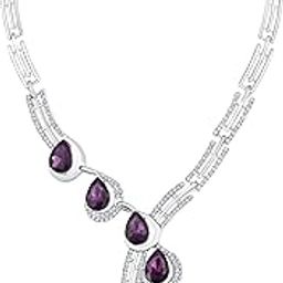 American Diamonds Alloy Stylish Necklace Set with Earrings for Women | Jewellery for Party, Wedding and Festive Occasions-image-92