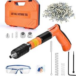 Concrete Nail Gun with 200 Round Nails,5 Speed Adjustable Manual Steel Nail Gun Tool,Portable Nail Gun Kits with Gloves,Brush,Glasses,Earplugs-image-54