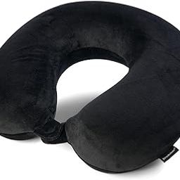 Brookstone Travel Neck Pillow - Classic Memory Foam Head and Neck Pillow for Vacations, Airplanes, Trains, Buses, and Cars, Size One Size, Black-17