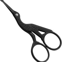 DENMILE Black Round Tip Carved Crane Scissors: Unisex Small Round Tip Scissors for Men Nose Hair, Moustache & Beard Trimming-19