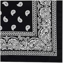 Unisex Soft Breathable Cotton Paisley Printed Cowboy Bandanas,Headband,Scarf (BLACK_50CM X 50CM_Pack of 1)-image-98