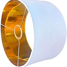 Woodooz Home Decor ® Offwhite lamp shade with faux gold lining | Drum lampshade cover for table and floor lamps | Fabric lamp shade only (Off White Gold, 18 in dia)-picture-18